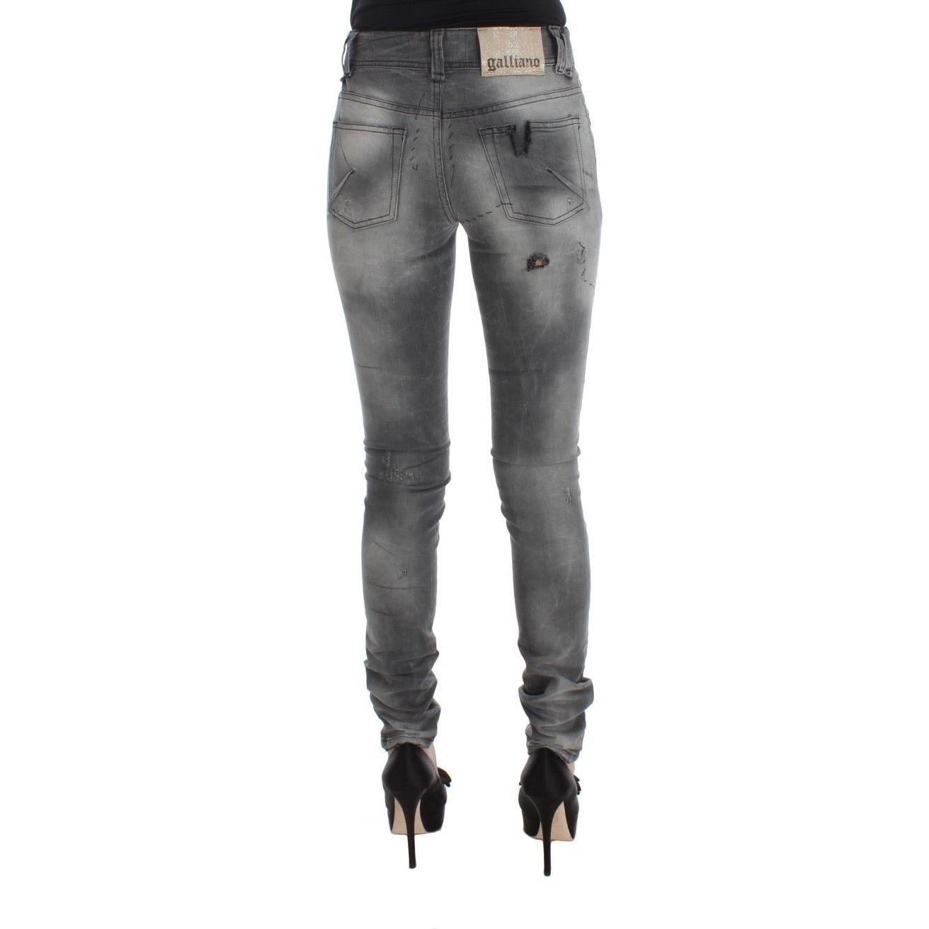 John Galliano Gray Wash Cotton Blend Slim Fit Denim Jeans Pants