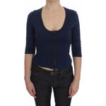 Exte Chic Zippered Crew-Neck Blue Sweater Exte Rosy Brown