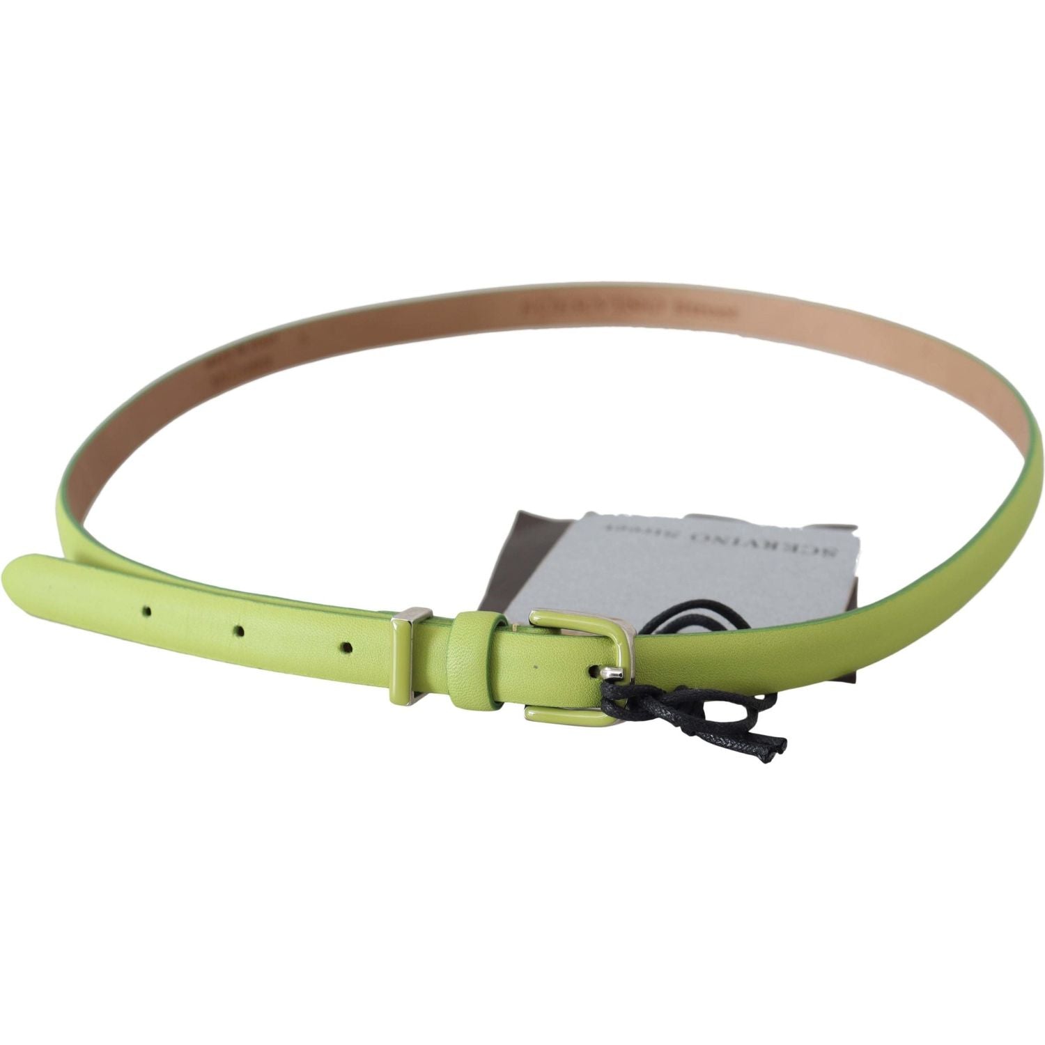 Scervino Street Green Leather Chartreuse Silver Green Buckle Belt