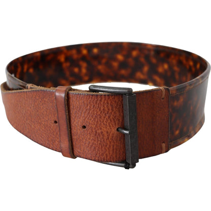 Ermanno Scervino Dark Brown Leather Wide Buckle Belt WOMAN BELTS