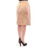 Andrea Incontri Elegant Silk Pleated Knee-Length Skirt Andrea Incontri Tan