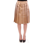 Andrea Incontri Elegant Silk Pleated Knee-Length Skirt Andrea Incontri Rosy Brown