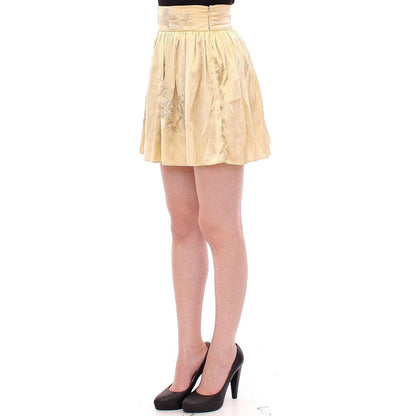 Andrea Incontri Beige Floral Embroidery Mini Skirt