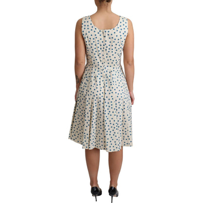 Dolce & Gabbana Beige Dotted Cotton A-Line Gown Dress Dresses