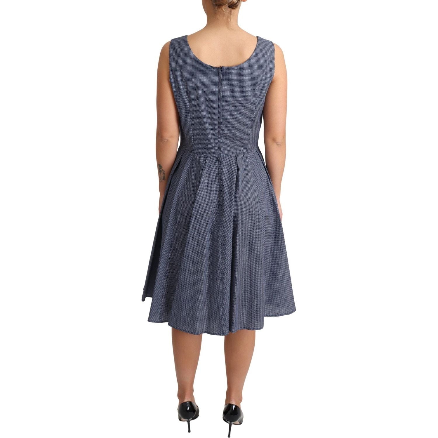 Dolce & Gabbana Blue Polka Cotton A-Line Stretch Dress
