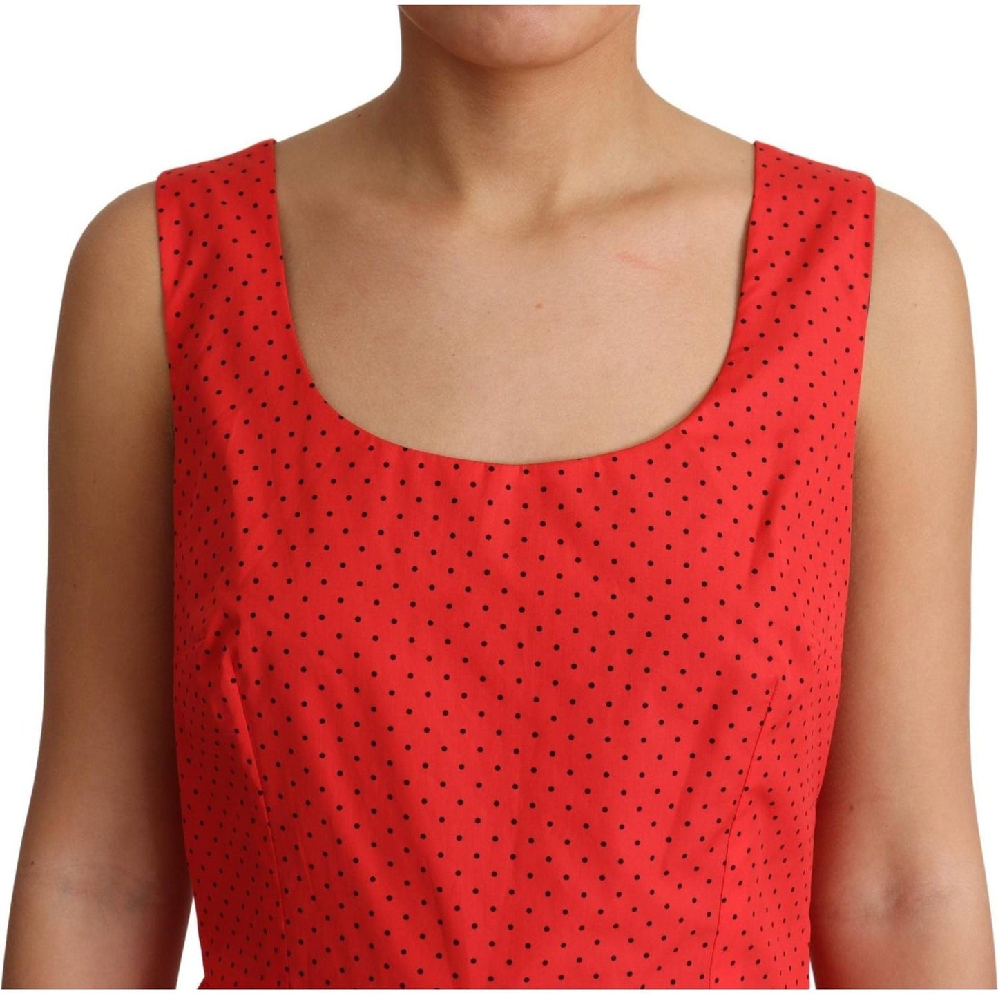 Dolce & Gabbana Red Polka Dotted Cotton A-Line Dress