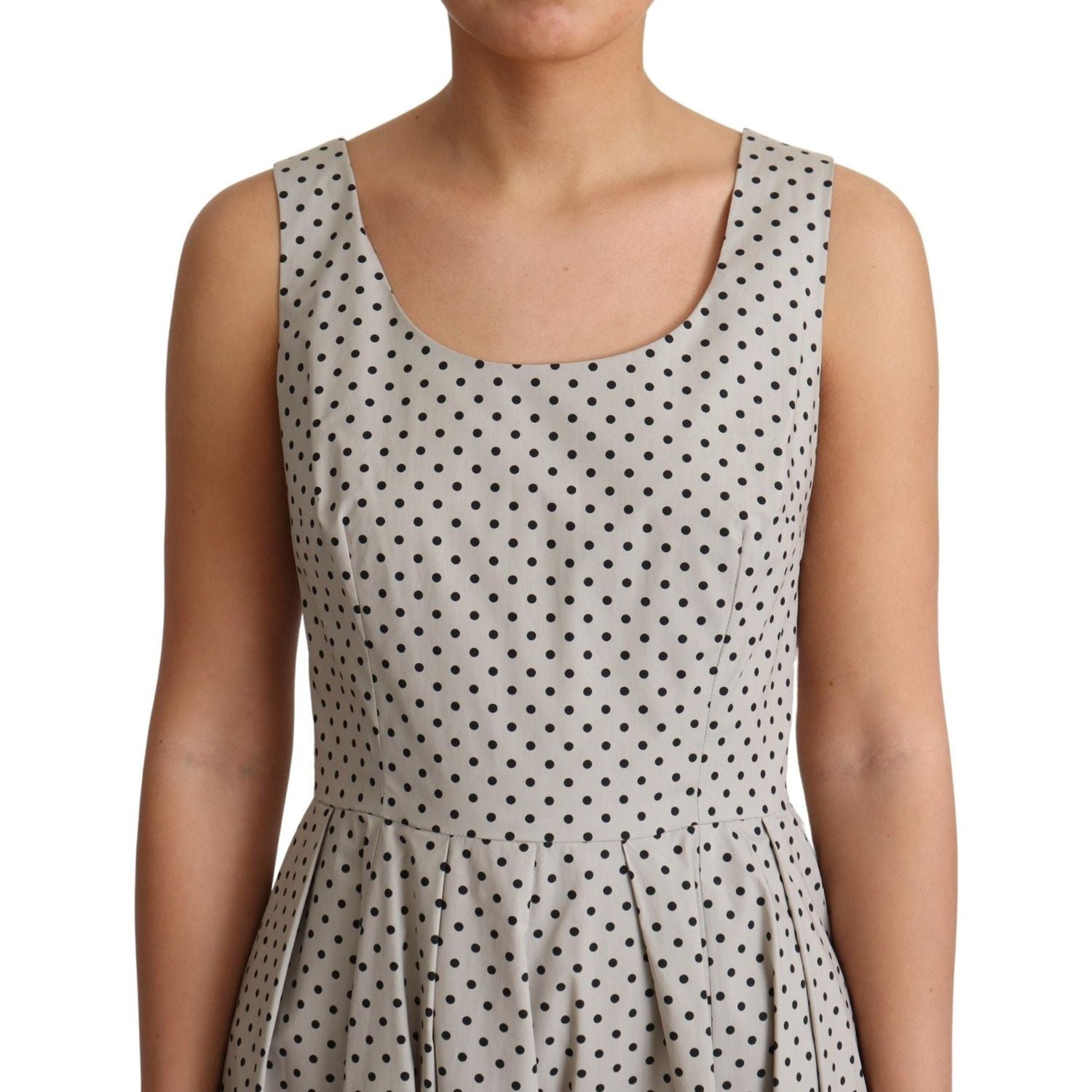 Dolce & Gabbana Beige Polka Dotted Cotton A-Line Dress