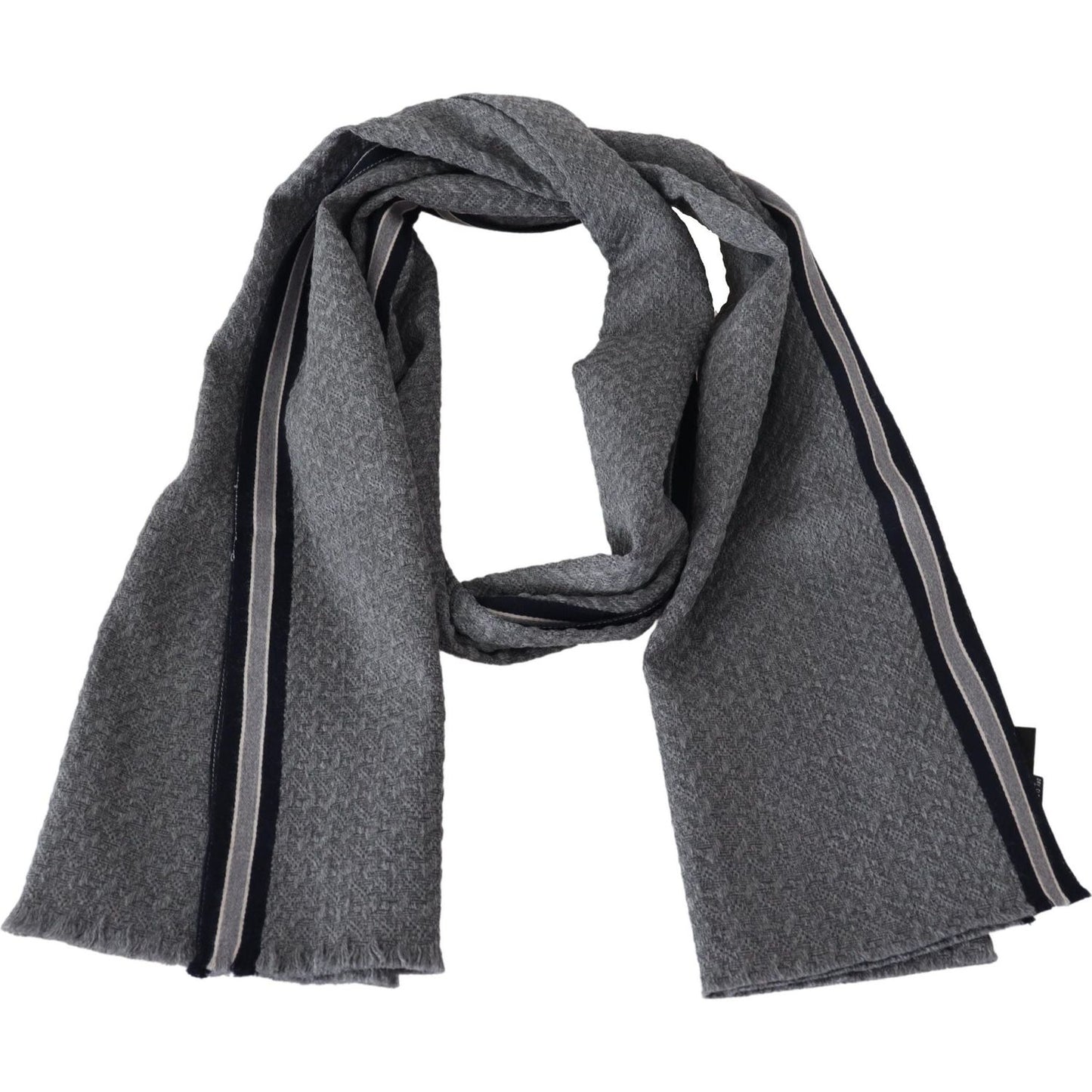Missoni Gray Stripes Pattern 100% Wool Unisex Neck Wrap Scarf MS1951BG