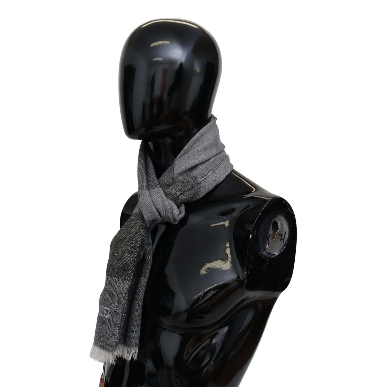 Missoni Gray Striped Wool Unisex Neck Wrap Fringes Scarf