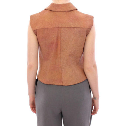 La Maison du Couturier Brown Leather Jacket Vest Coats & Jackets