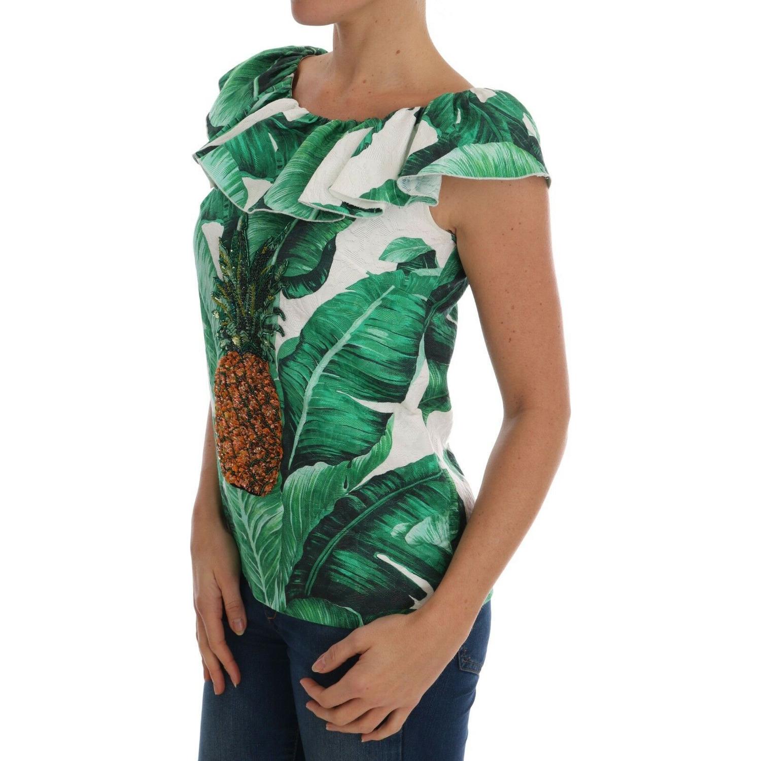 Dolce & Gabbana Pineapple Banana Sequins Blouse T-shirt