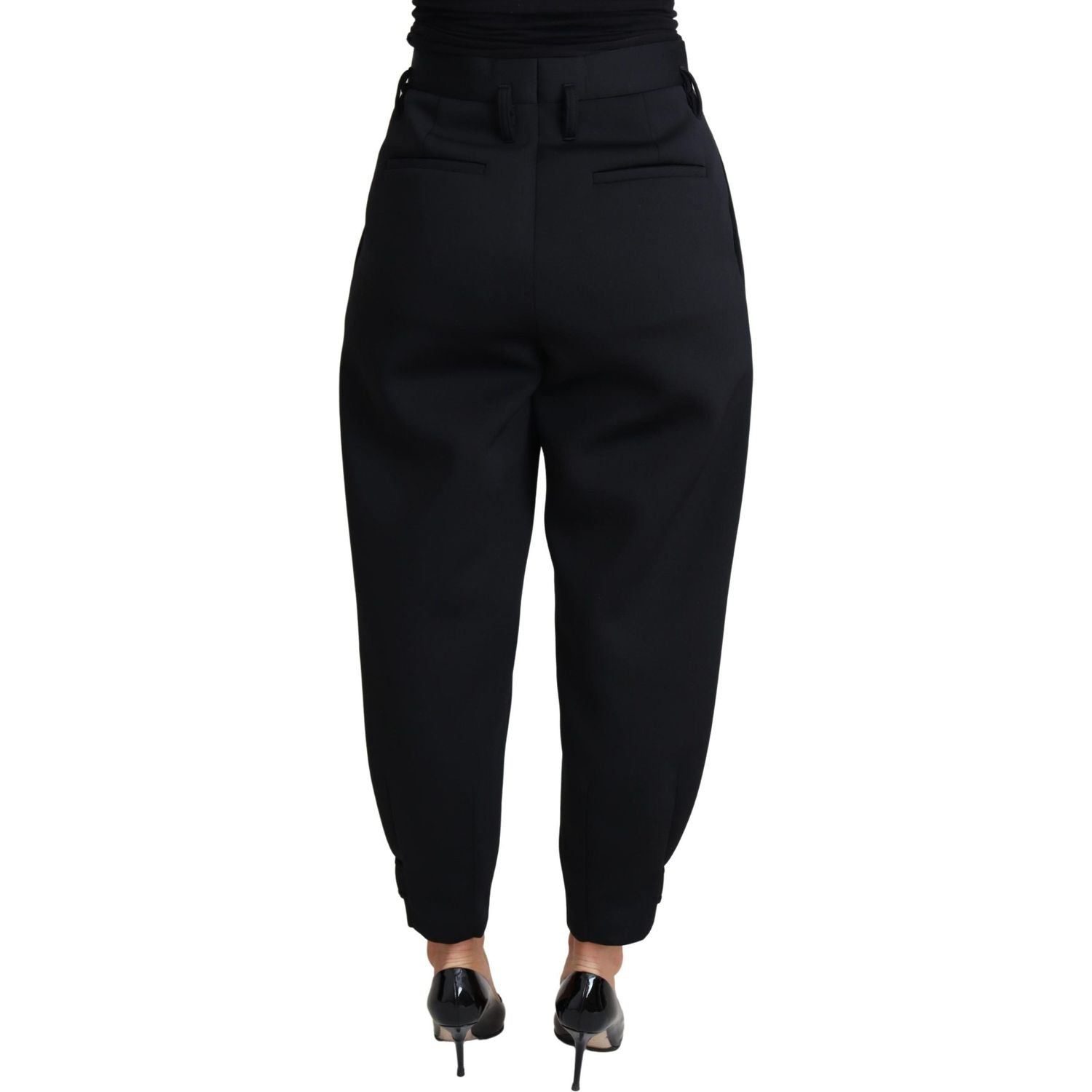 Dolce & Gabbana Black Cropped Dress High Waist Polyester Pants