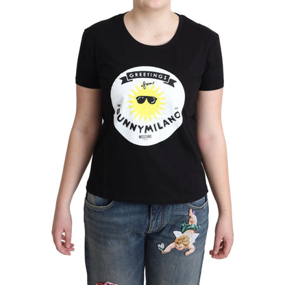 Moschino Black Cotton Sunny Milano Print T-shirt