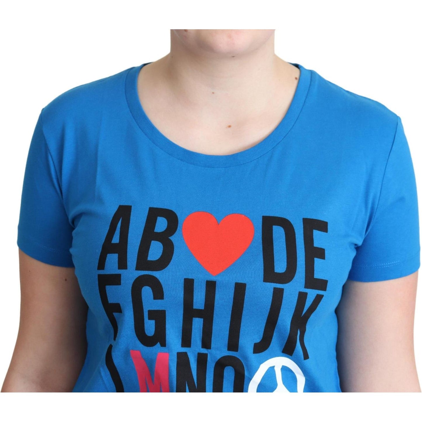 Moschino Blue Cotton Alphabet Letter Print Tops