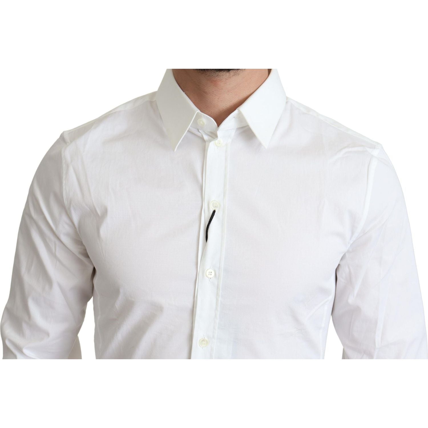 Dolce & Gabbana White Cotton Stretch Men Formal SICILIA Shirt