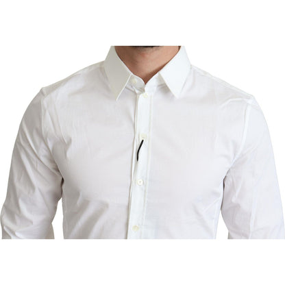 Dolce & Gabbana White Cotton Stretch Men Formal SICILIA Shirt