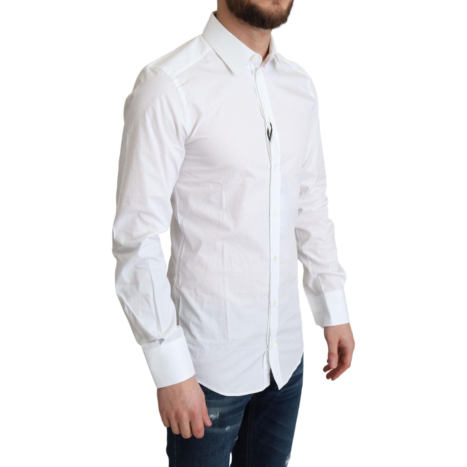 Dolce & Gabbana White Pure Cotton Men Dress Formal Shirt