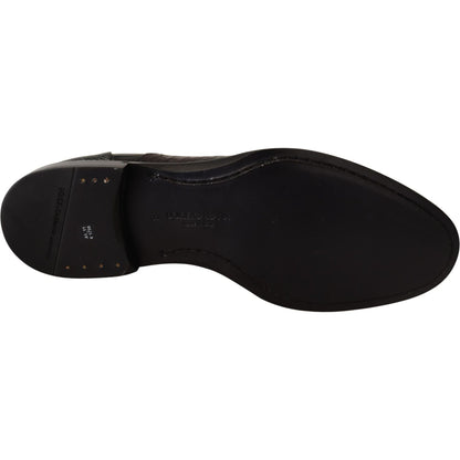 Dolce & Gabbana Black Leather Exotic Skins Formal Shoes