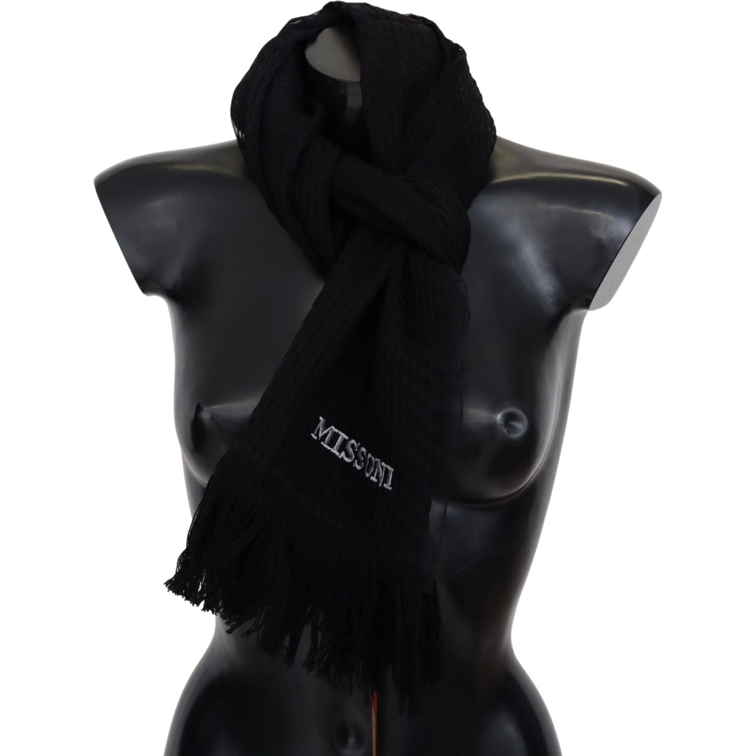 Missoni Black Wool Unisex Neck Warmer Wrap Scarf