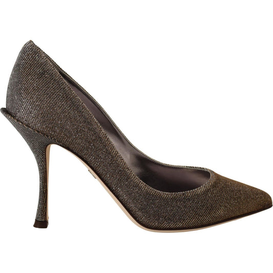 Dolce & Gabbana Gold Silver Fabric Heels Pumps Shoes LA9026-35.5