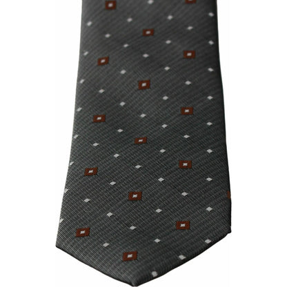 Dolce & Gabbana Gray Patterned Classic Mens Slim Necktie