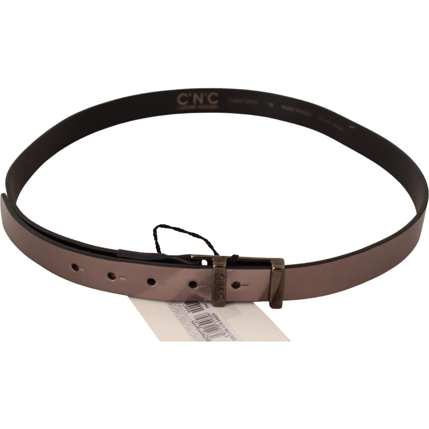 Costume National Pink Metallic Leather Buckle Belt