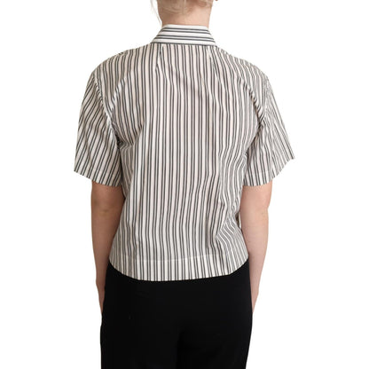 Dolce & Gabbana White Black Striped Shirt Blouse Top Blouse Top