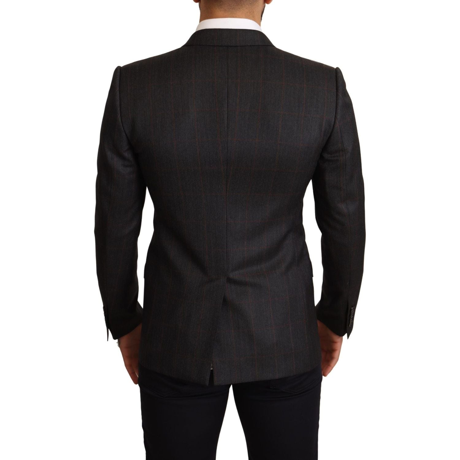 Dolce & Gabbana Gray Check Wool Slim Fit Blazer Jacket