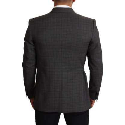 Dolce & Gabbana Gray Check Wool Slim Fit Blazer Jacket