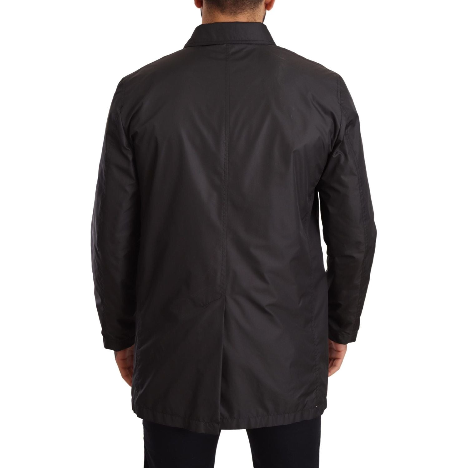 Dolce & Gabbana Black Polyester Mens Trench Coat Jacket