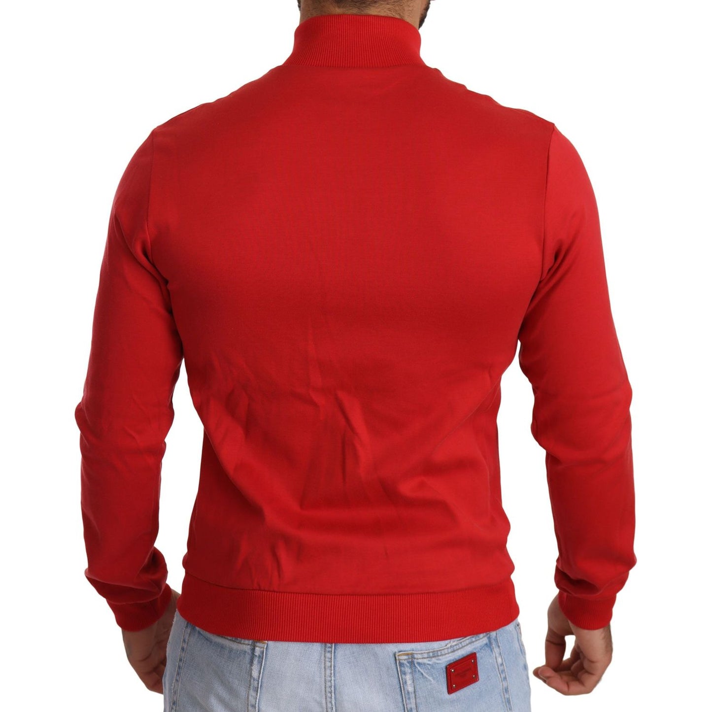 Dolce & Gabbana Red DG Motor Club Zipper Stretch Sweater MAN SWEATERS