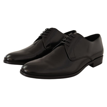 Dolce & Gabbana Black Leather Lace Up Men Dress Derby Shoes