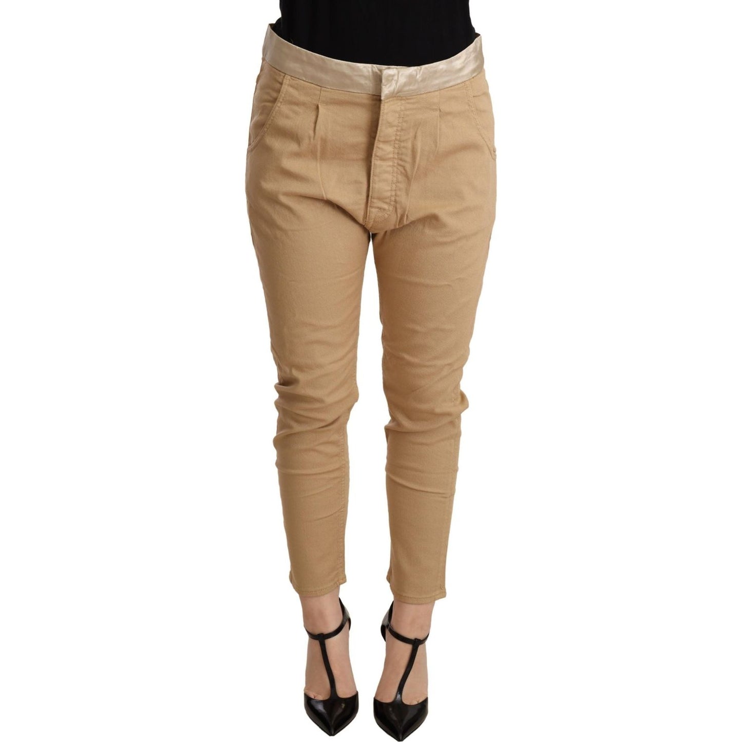 CYCLE Beige Mid Waist Slim Fit Skinny Stretch Trouser WOMAN TROUSERS
