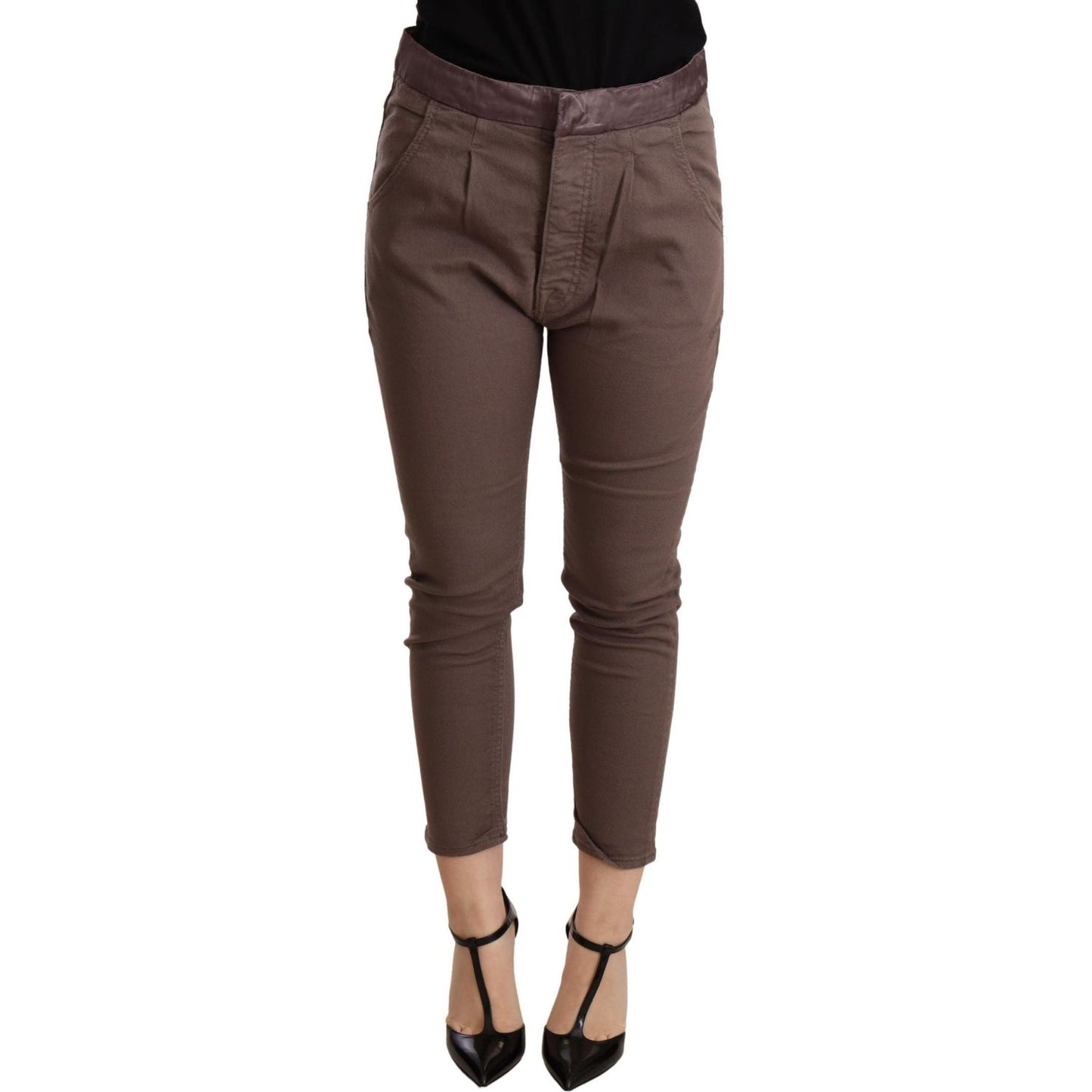 CYCLE Brown Mid Waist Cropped Skinny Stretch Trouser WOMAN TROUSERS