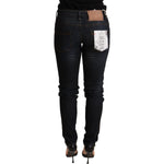 Acht Chic Blue Washed Skinny Low Waist Jeans WOMAN TROUSERS Acht Black