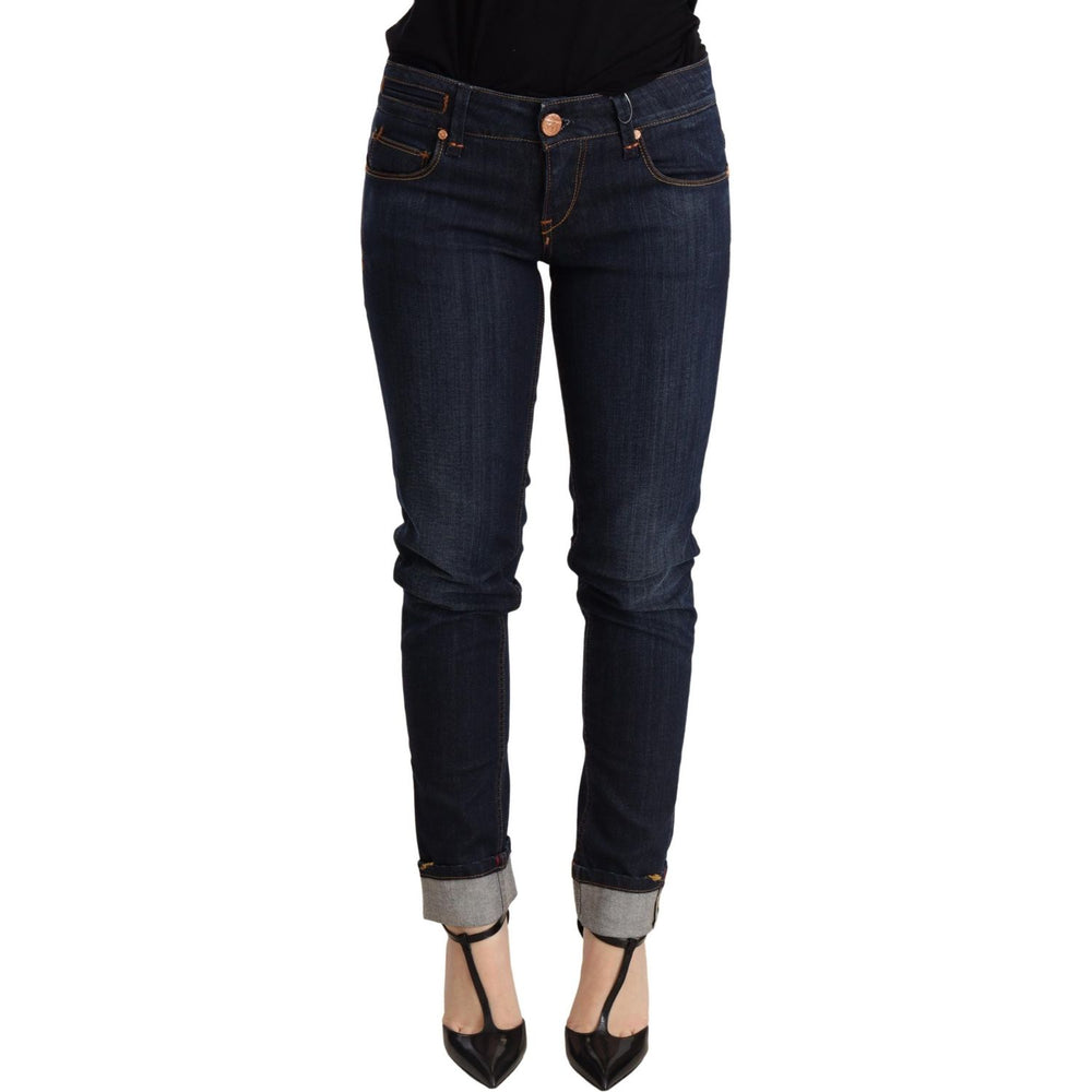 Acht Chic Dark Blue Skinny Jeans WOMAN TROUSERS Acht Black