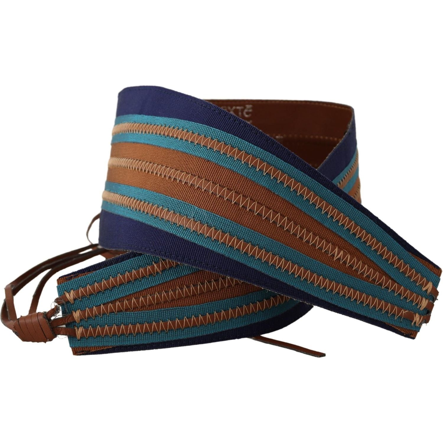 Exte Brown Leather Wide Waistband Tie Fastening Belt