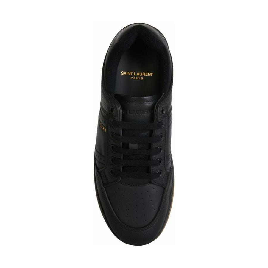 Saint Laurent Elegant Black Low-Top Leather Sneakers