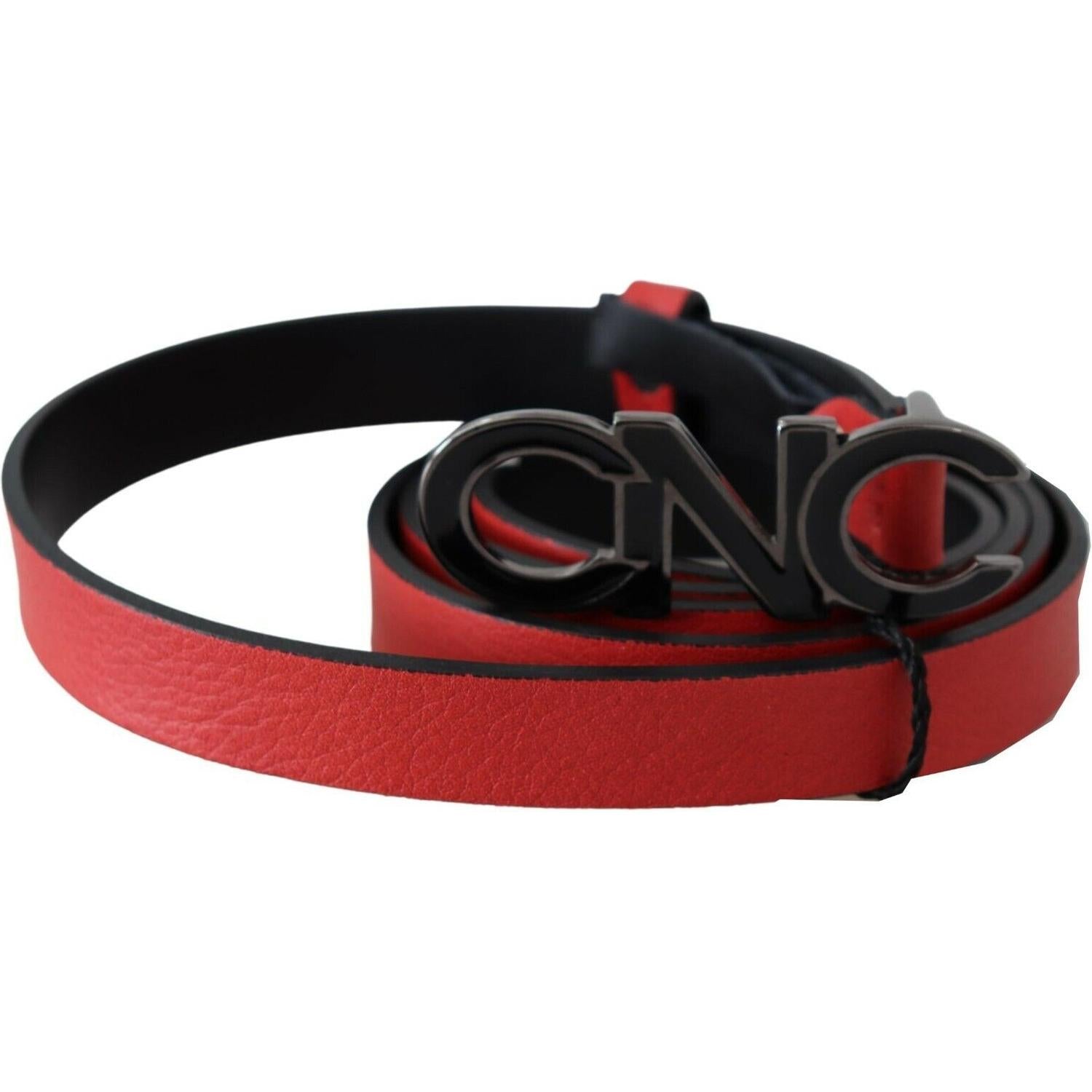 Costume National Red Reversible Leather Logo Belt