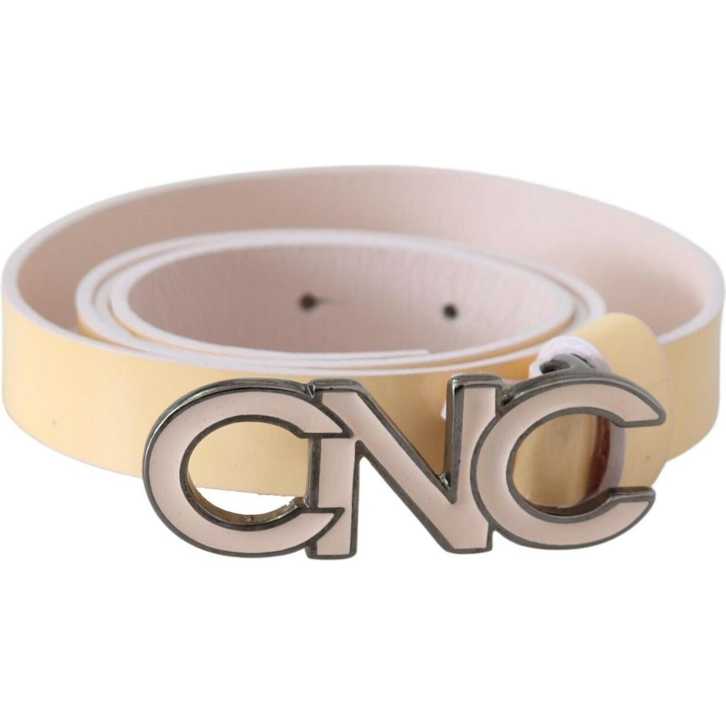 Costume National Beige Leather Pink Letter Logo Belt WOMAN BELTS