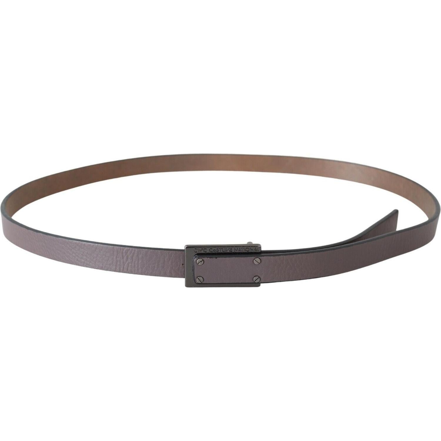 Costume National Brown Leather Tactical Logo Screw Buckle Belt