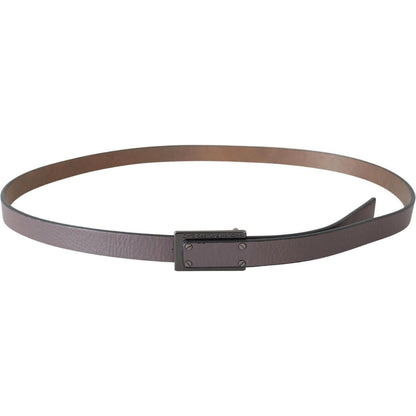 Costume National Brown Leather Tactical Logo Screw Buckle Belt