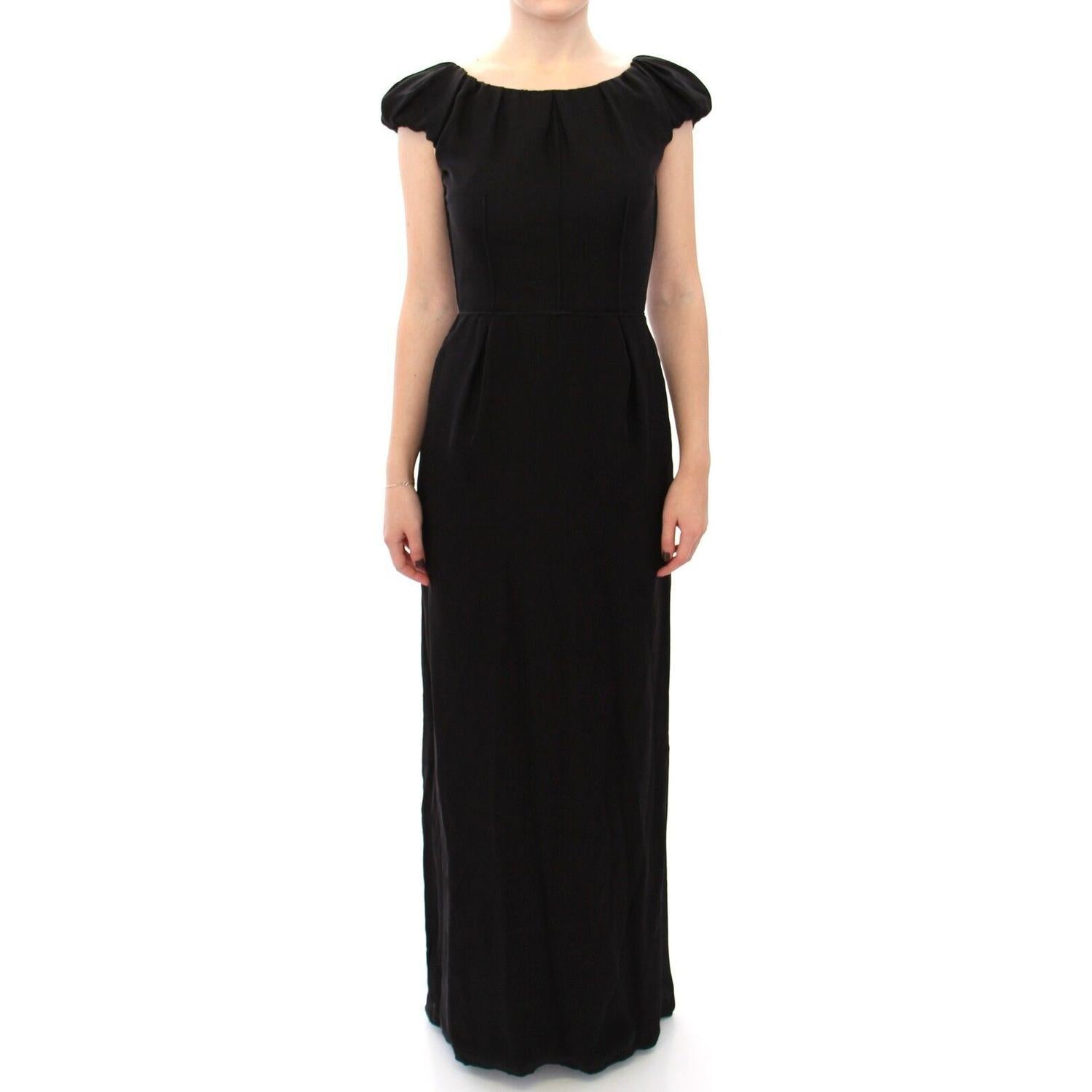 Dolce & Gabbana Black Silk Shortsleeve Gown Maxi IT Dress