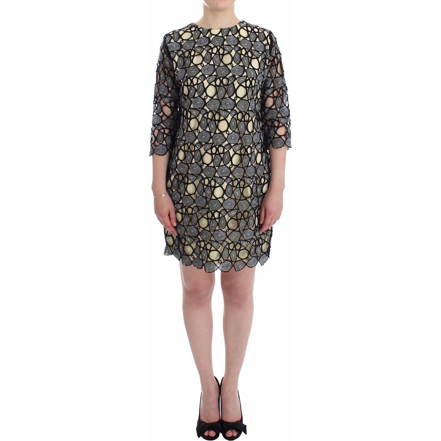 Lanre Da Silva Ajayi Black Cream Sheath Dress Shift Mini Dress