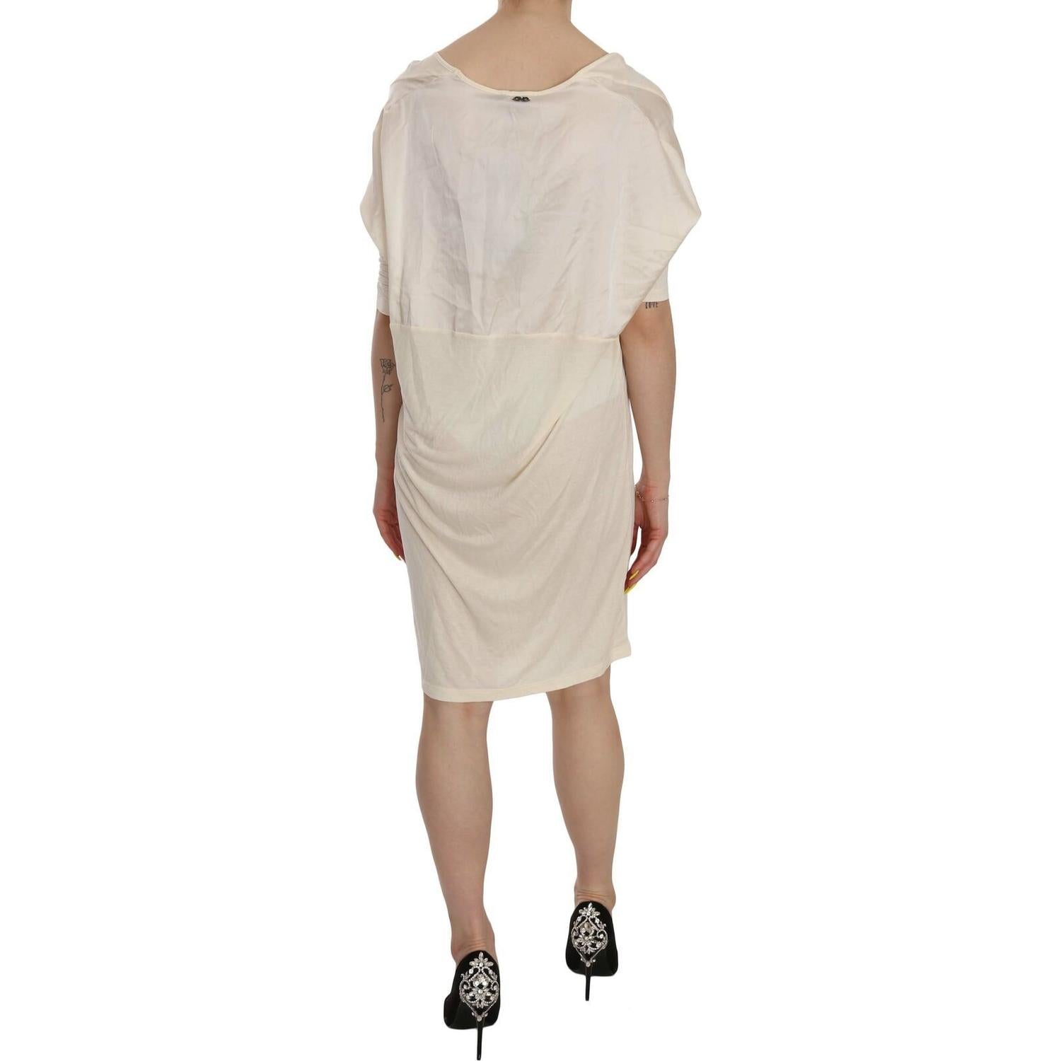 Costume National Cream Round Neck Knee Length Dress