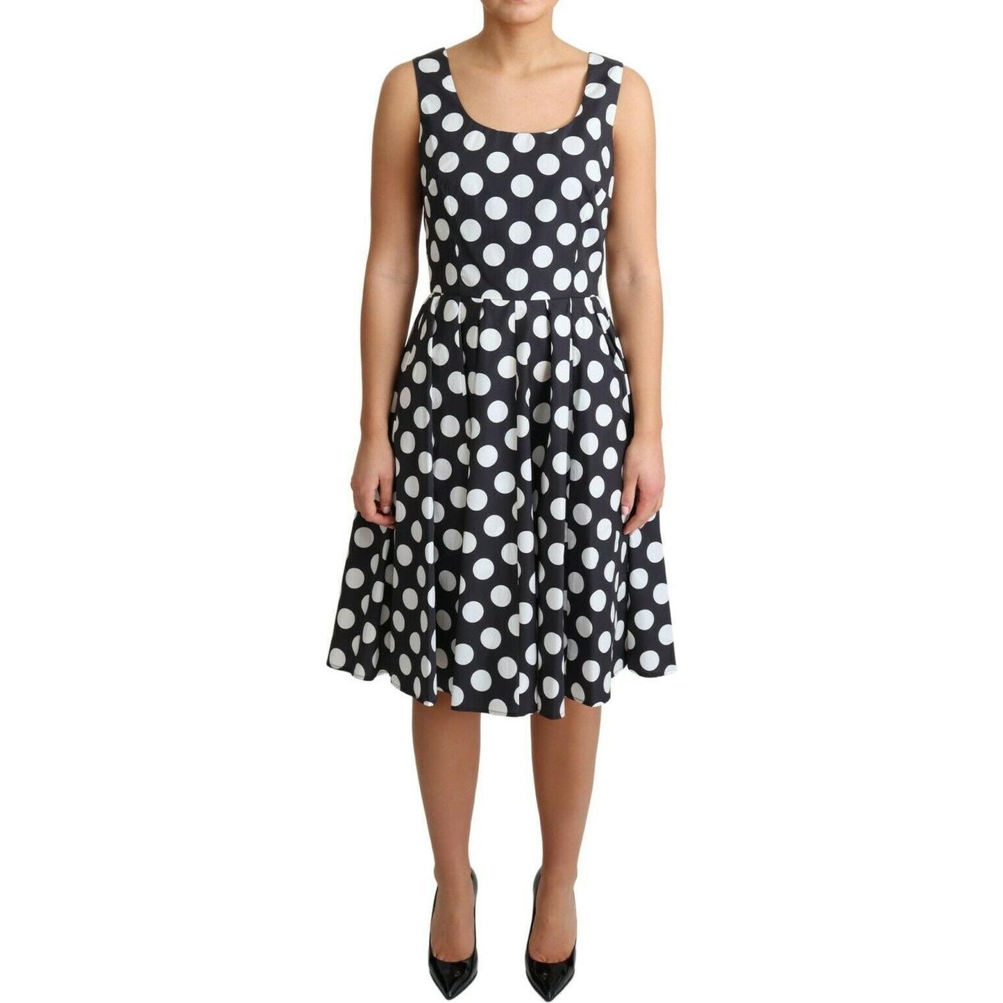 Dolce & Gabbana Black Polka Dotted Cotton A-Line Dress DR2754-40