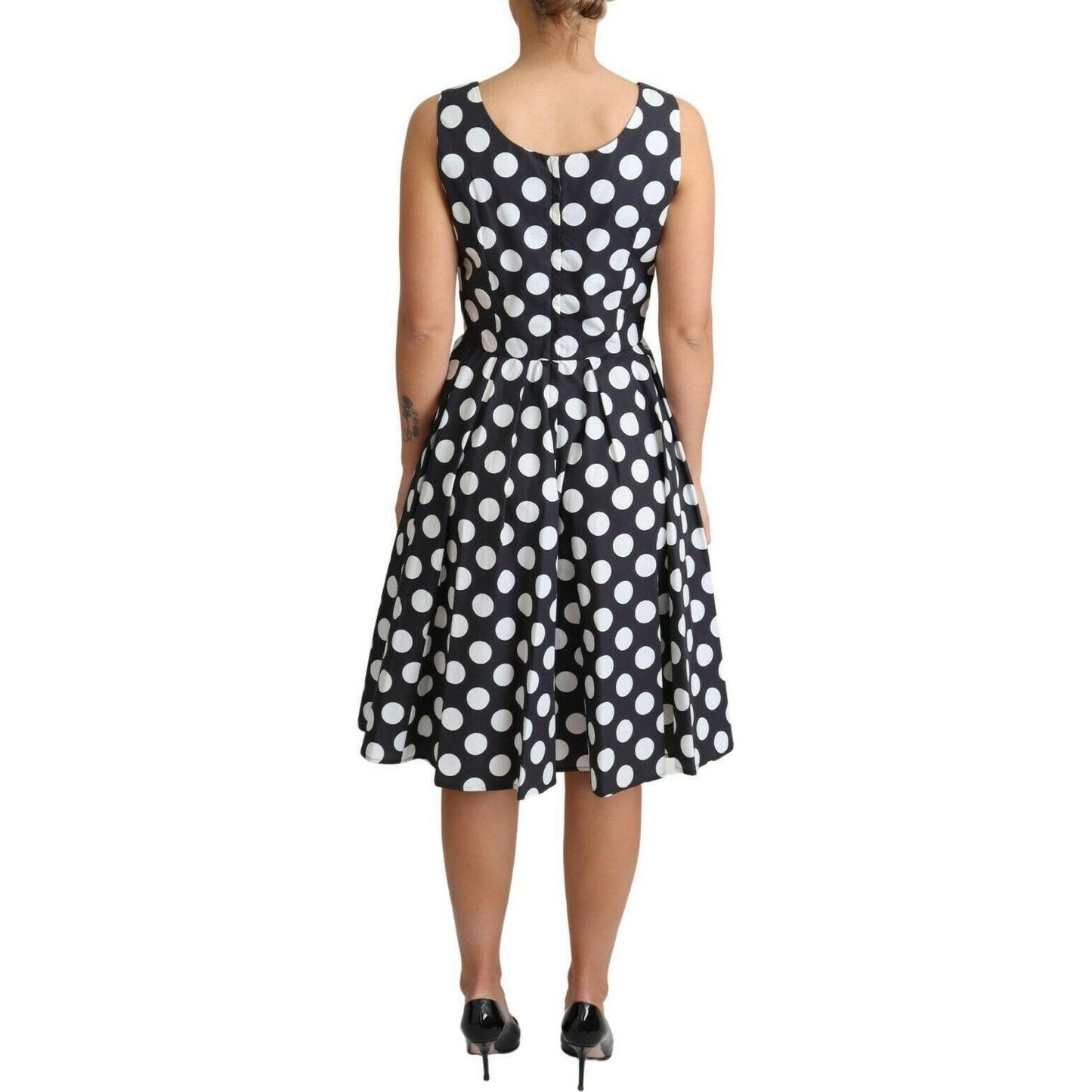 Dolce & Gabbana Black Polka Dotted Cotton A-Line Dress DR2754-40