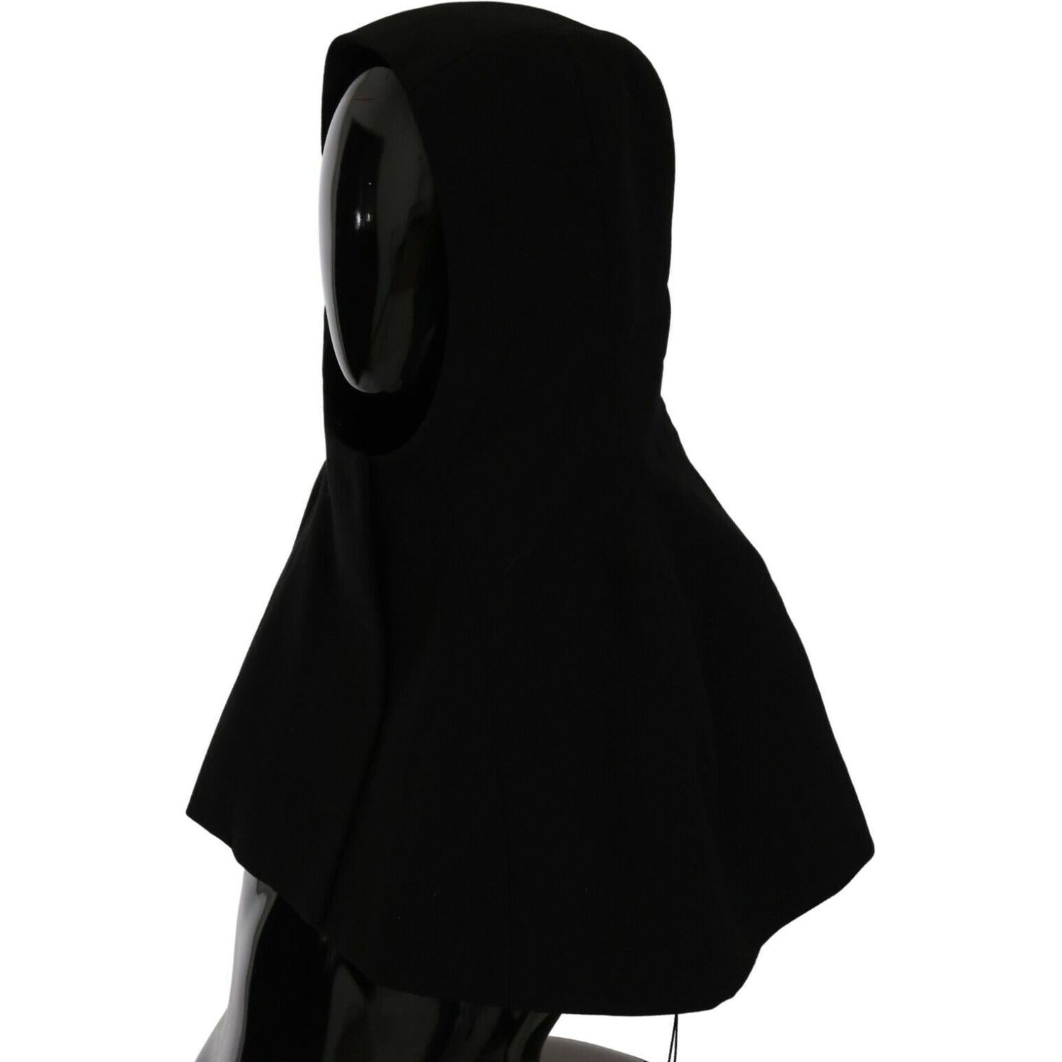 Dolce & Gabbana Black Wool Whole Head Hooded Scarf Hat