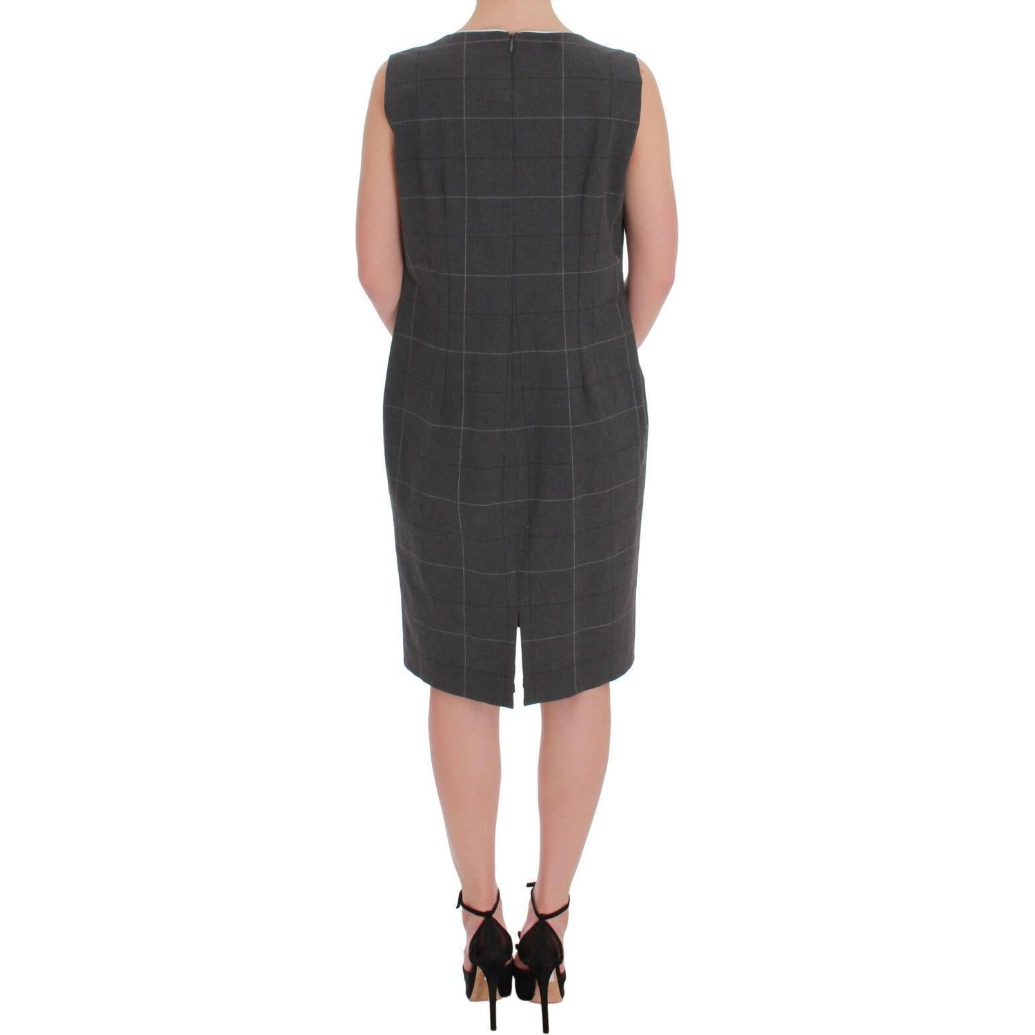 BENCIVENGA Gray Checkered Cotton Blazer Dress Set Suit