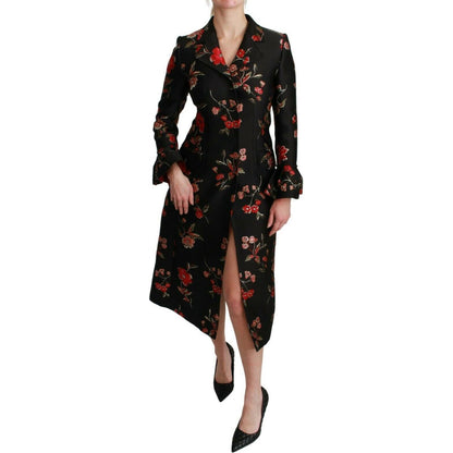 Dolce & Gabbana Black Floral Embroidered Jacket Coat